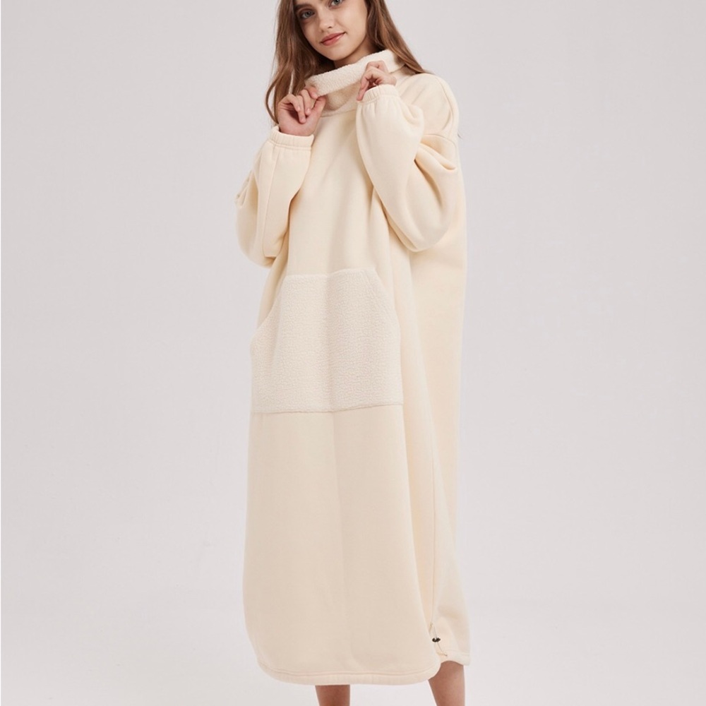 NAP Fleece Sweatshirt Dress - Size XS Cream